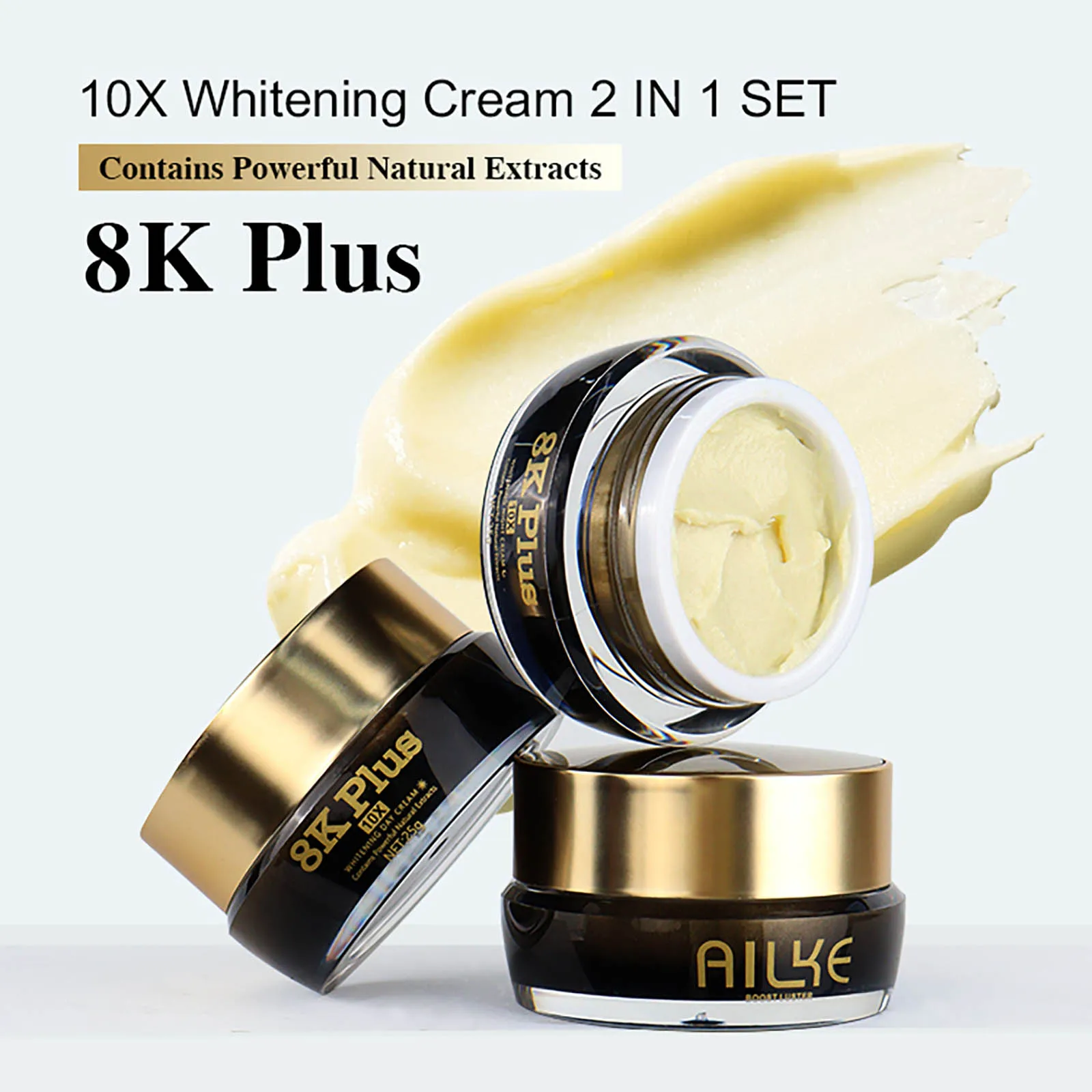 AILKE Whitening Face Cream, Reduce Dark Spots, Wrinkles, Melanin, Even Skin Tone, With Collagen, Glutathione, for All Skin Types