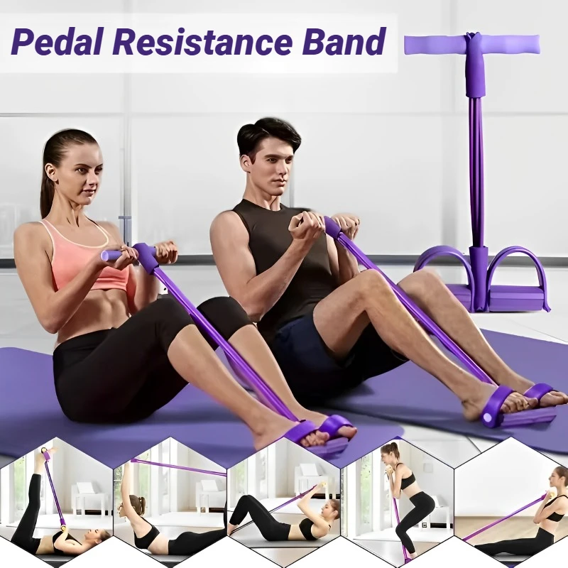 Four-Tube Pedal Tensioner Multi-Functional Household Fitness Equipment Yoga Abdominal Strengthening Elastic Band Tension Rope - Image 10