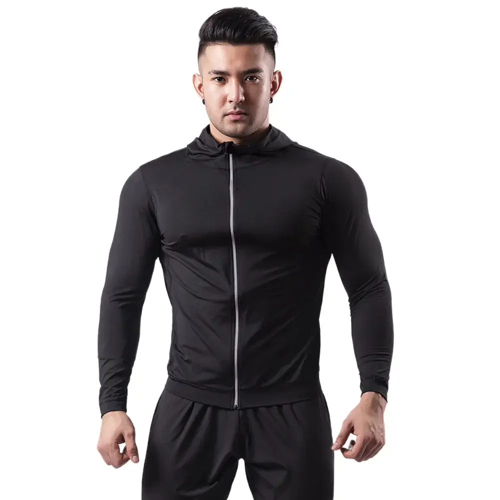 Running sports jacket hooded men's fitness morning run basketball training quick drying tight fitting jacket breathable jacket - Image 5