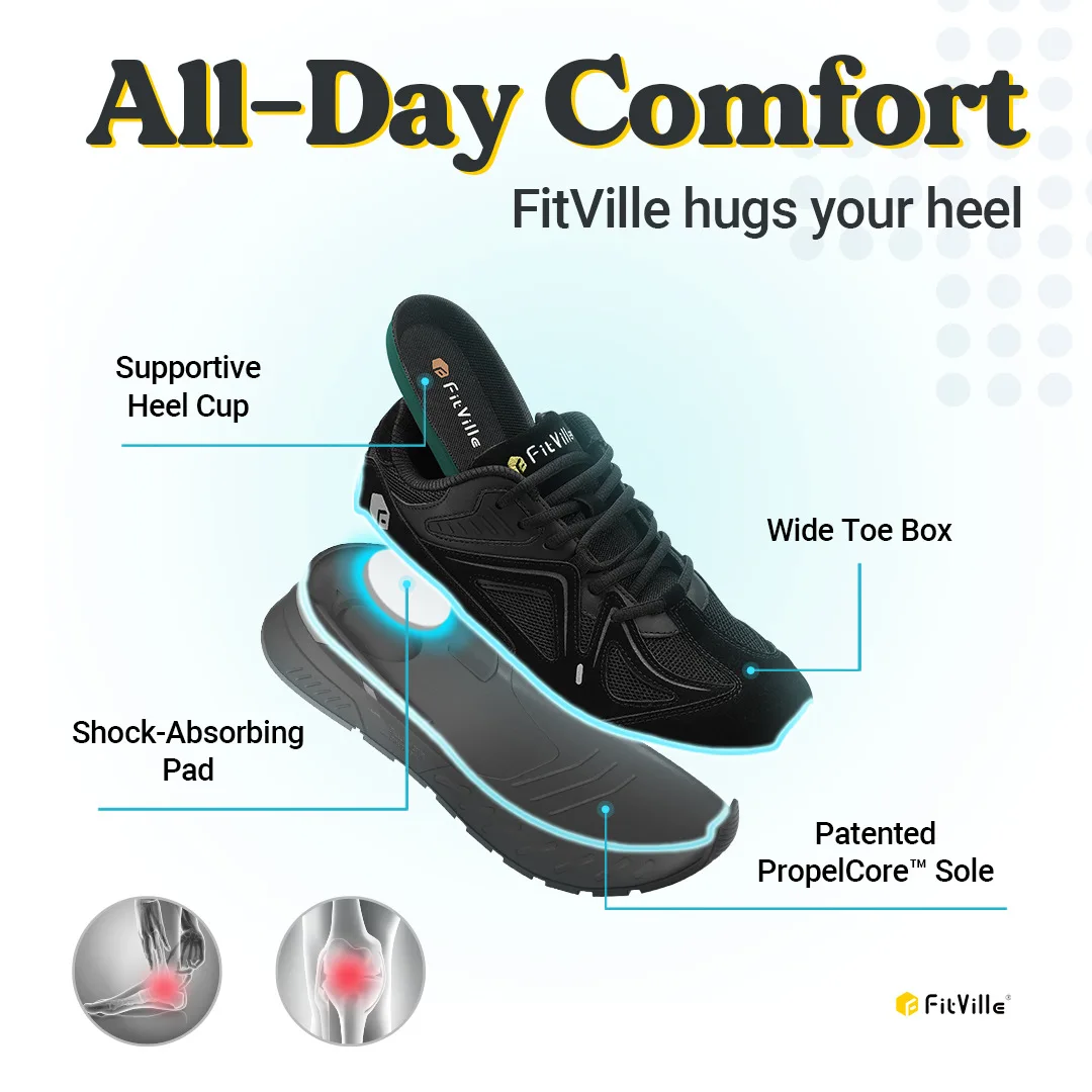 FitVille Men's Walking Shoes Extra Wide Lightweight Sneakers for Flat Feet Arch Fit Heel Pain Relief Non-Slip Running Shoes - Image 4