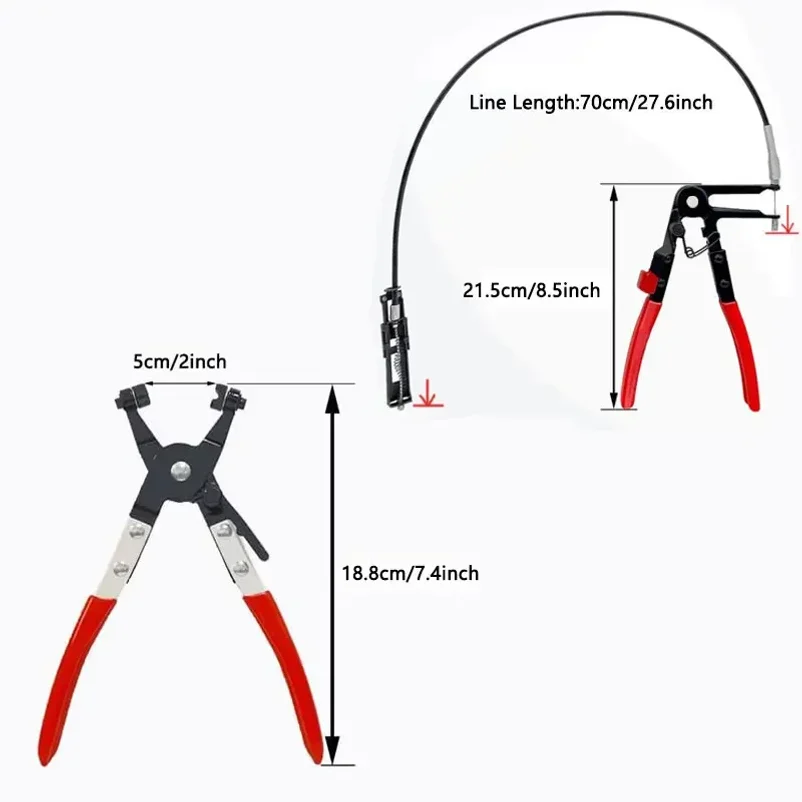 Car Fuel Oil Water Hose Clamp Pliers Hand Tool Long Reach Wire Spring Hose Clamp Pliers Remover for Auto Coolant Radiator Heater - Image 6
