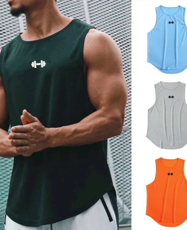 Summer Men's Running Vest Gym Tank Tops Fitness Clothing Quick-drying Loose Bodybuilding Sleeveless Shirt Basketball Singlets
