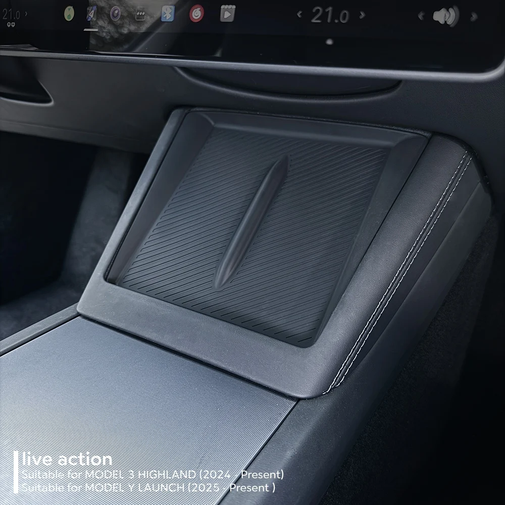 Upper Center Console Storage Tray Armrest Insert Privacy Secret Box Coaster Mat For Tesla Model 3 Highland 2024 2025 2026 - Image 2