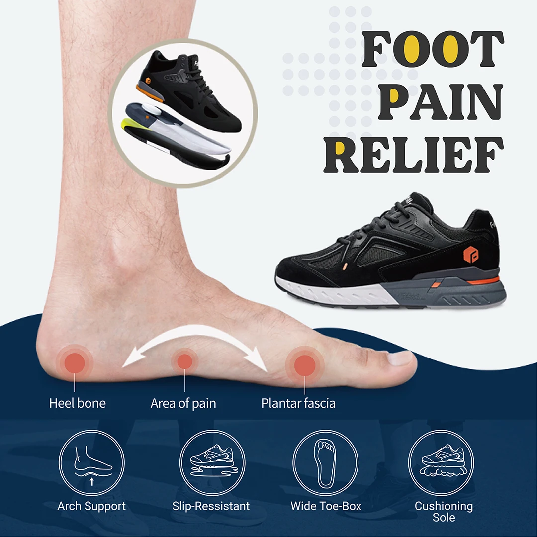 FitVille Men's Walking Shoes Extra Wide Lightweight Sneakers for Flat Feet Arch Fit Heel Pain Relief Non-Slip Running Shoes - Image 5