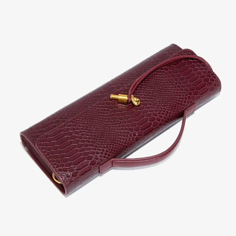 PU Leather Fashion Luxury Top-Handle Bag For Women Evening Handbag Long Purse Crocodile Pattern Crossbody Shoulder Bags - Image 4