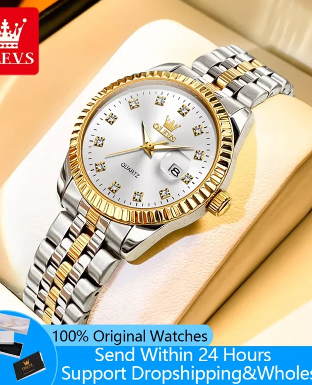 OLEVS 5526 Women Watch Diamond Scale Quartz Fashion Ladies Wrist Watches Date Waterproof Luminous Luxury Dress Watch For Women