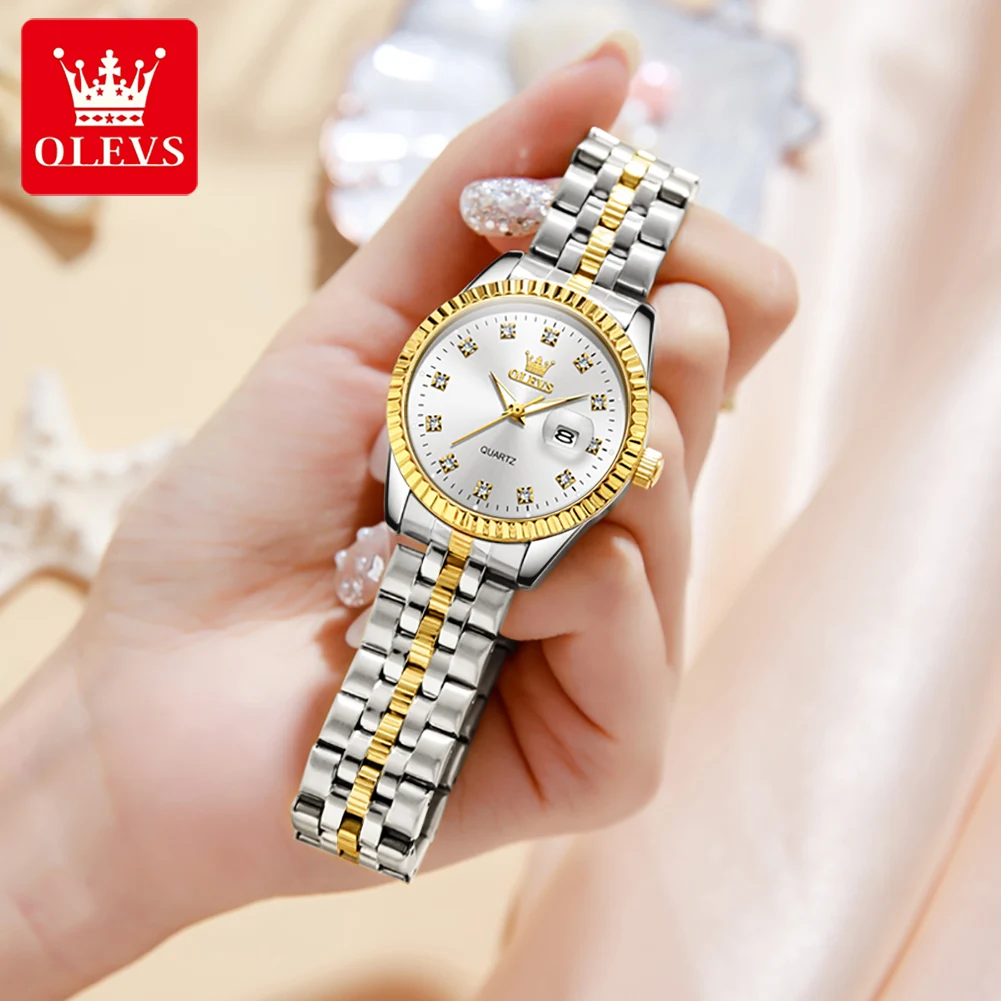 OLEVS 5526 Women Watch Diamond Scale Quartz Fashion Ladies Wrist Watches Date Waterproof Luminous Luxury Dress Watch For Women - Image 4
