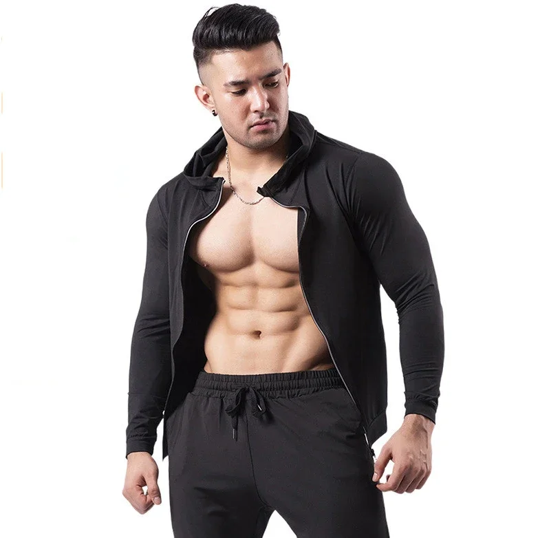 Running sports jacket hooded men's fitness morning run basketball training quick drying tight fitting jacket breathable jacket - Image 2