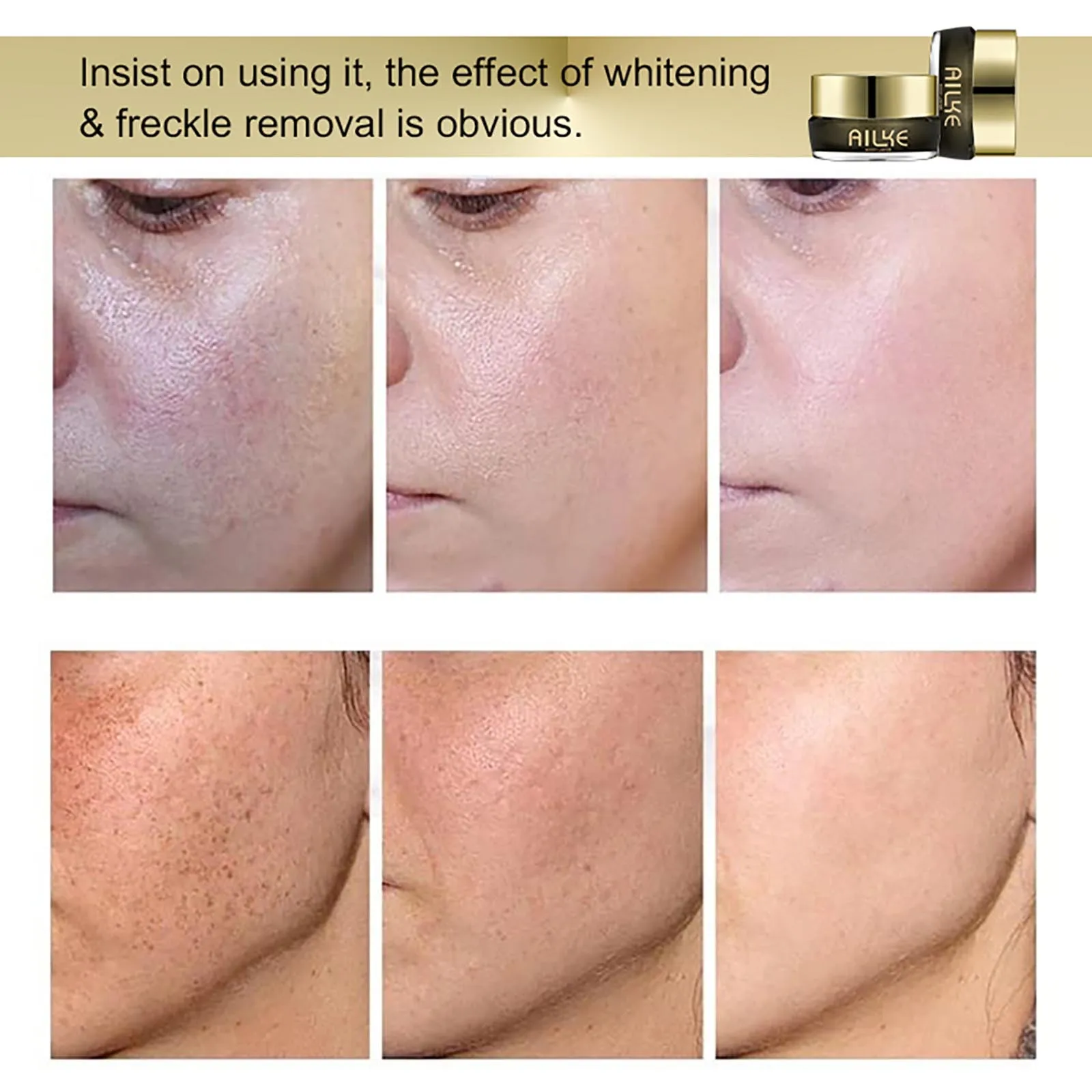 AILKE Whitening Face Cream, Reduce Dark Spots, Wrinkles, Melanin, Even Skin Tone, With Collagen, Glutathione, for All Skin Types - Image 4