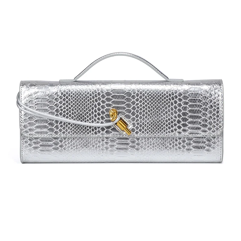 PU Leather Fashion Luxury Top-Handle Bag For Women Evening Handbag Long Purse Crocodile Pattern Crossbody Shoulder Bags - Image 3