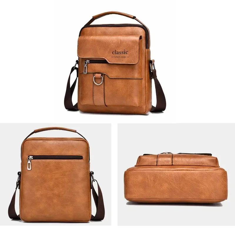 Men Crossbody Bag Men Shoulder Bags Zippers Handbags Large Capacity Artificial Leather Bag For Male Messenger Tote Bags Bolsa - Image 2