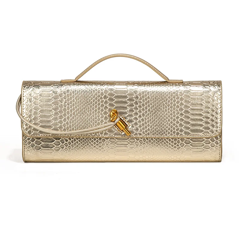 PU Leather Fashion Luxury Top-Handle Bag For Women Evening Handbag Long Purse Crocodile Pattern Crossbody Shoulder Bags - Image 2
