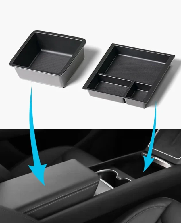 Upper Center Console Storage Tray Armrest Insert Privacy Secret Box Coaster Mat For Tesla Model 3 Highland 2024 2025 2026