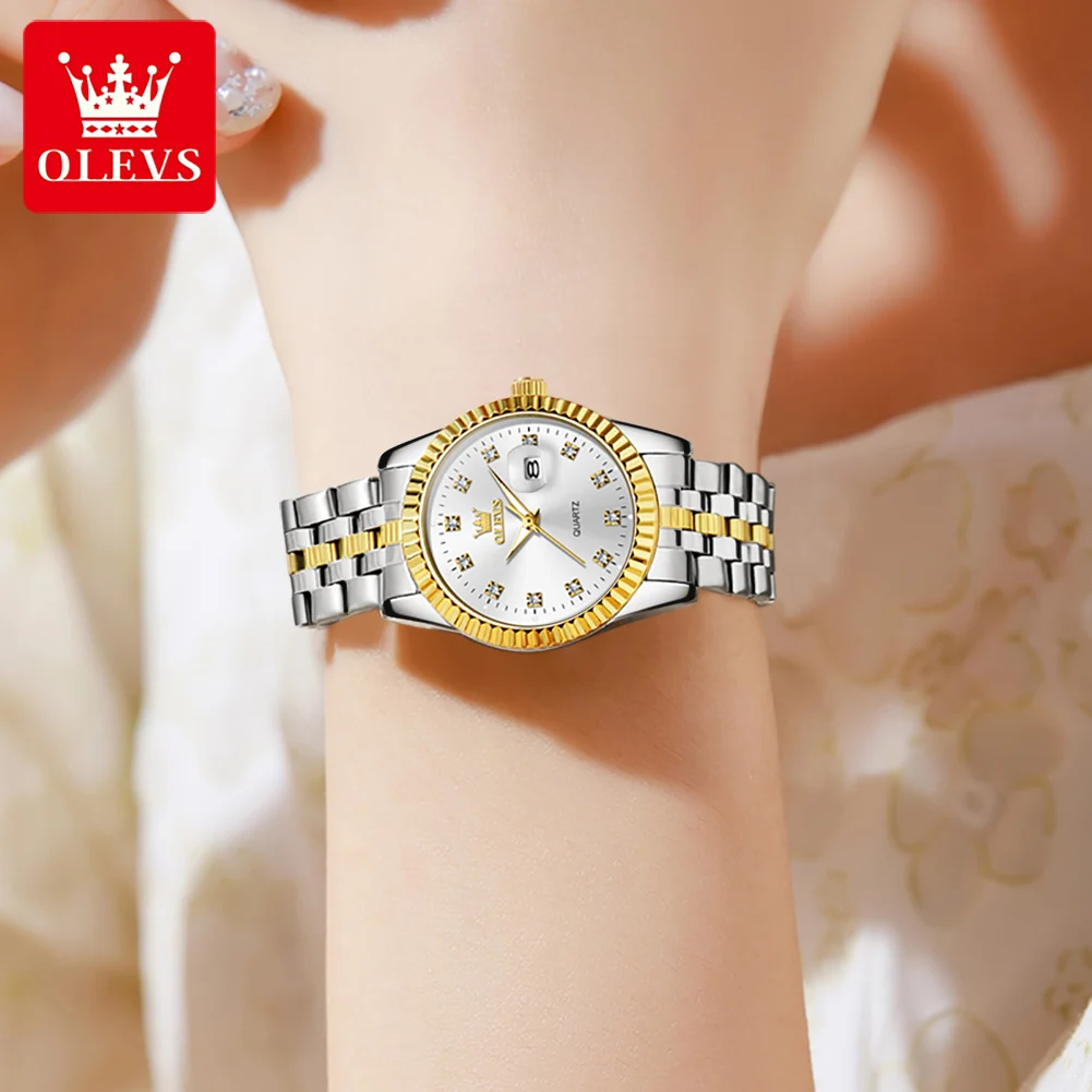 OLEVS 5526 Women Watch Diamond Scale Quartz Fashion Ladies Wrist Watches Date Waterproof Luminous Luxury Dress Watch For Women - Image 5